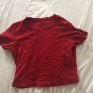 Brandy Melville Cropped Red T-Shirt